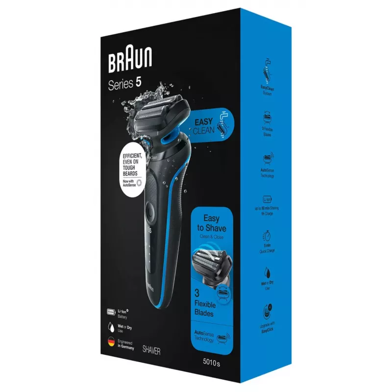 Braun 51-B1000s folijos skustuvas, juodas, mėlynas