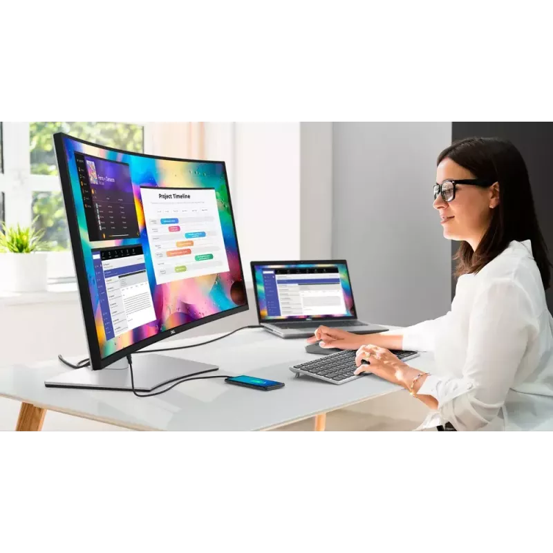 DELL UltraSharp U3824DW kompiuterio monitorius 95,2 cm (37,5 colio) 3840 x 1600 pikselių Wide Quad HD+ LCD juodas, sidabrinis