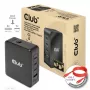 CLUB3D Tarptautinis kelioninis 140W įkroviklis su GaN technologija, keturi prievadai: USB Type-A (1x) ir USB-C (3x), PPS + Power Delivery 3.1 palaikymas
