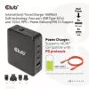 CLUB3D Tarptautinis kelioninis 140W įkroviklis su GaN technologija, keturi prievadai: USB Type-A (1x) ir USB-C (3x), PPS + Power Delivery 3.1 palaikymas