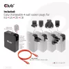 CLUB3D Tarptautinis kelioninis 140W įkroviklis su GaN technologija, keturi prievadai: USB Type-A (1x) ir USB-C (3x), PPS + Power Delivery 3.1 palaikymas