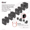 CLUB3D Tarptautinis kelioninis 140W įkroviklis su GaN technologija, keturi prievadai: USB Type-A (1x) ir USB-C (3x), PPS + Power Delivery 3.1 palaikymas