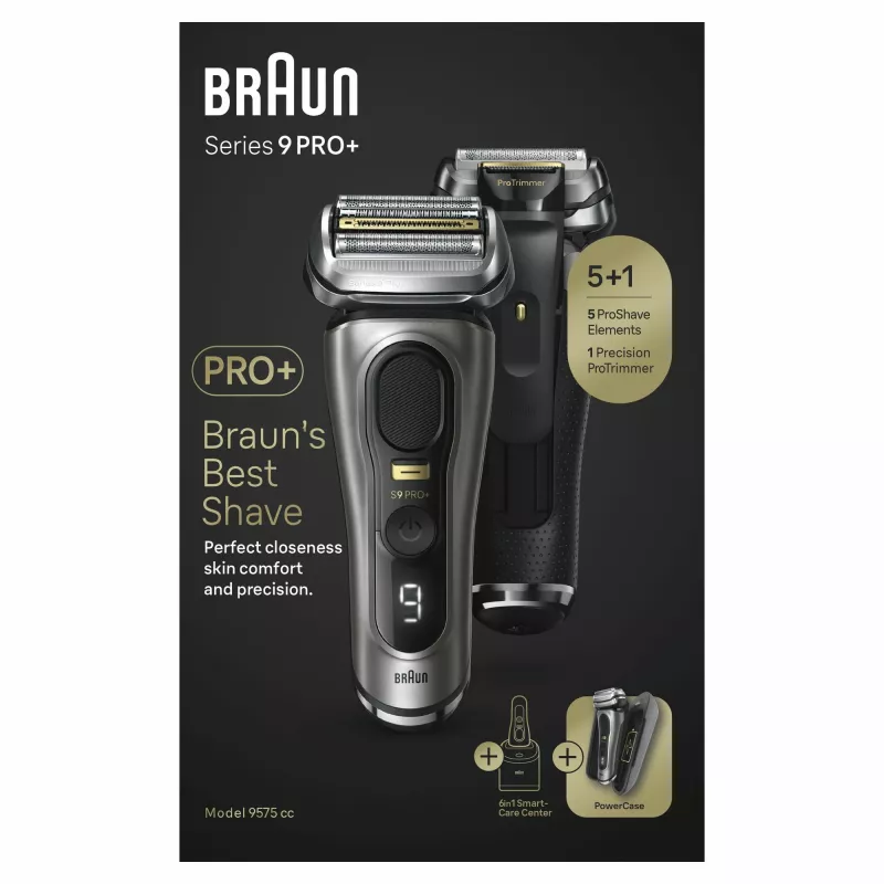 Braun Series 9 Pro+ 9575cc šlapias ir sausas skustuvas su trimeriu, Metallic