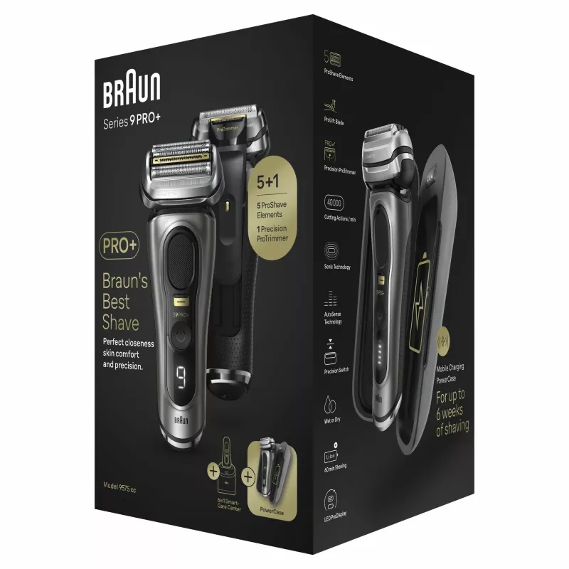 Braun Series 9 Pro+ 9575cc šlapias ir sausas skustuvas su trimeriu, Metallic
