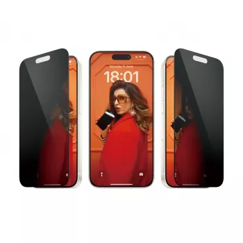 PanzerGlass® Privatumo apsauginis stiklas iPhone 15 Pro | Ultra-Wide Fit su EasyAligner
