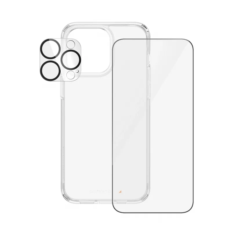 PanzerGlass ® 3-in-1 komplektas, skirtas iPhone 15 Pro Max, Apple, Apple - iPhone 15 Pro Max, sausas uždėjimas, atsparus smūgiams, permatomas, 1 vnt.