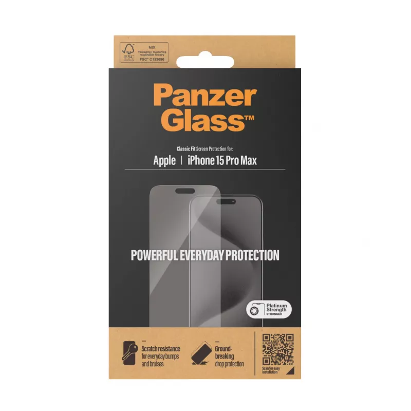 PanzerGlass ® Ekrano apsauga iPhone 15 Pro Max | Classic Fit