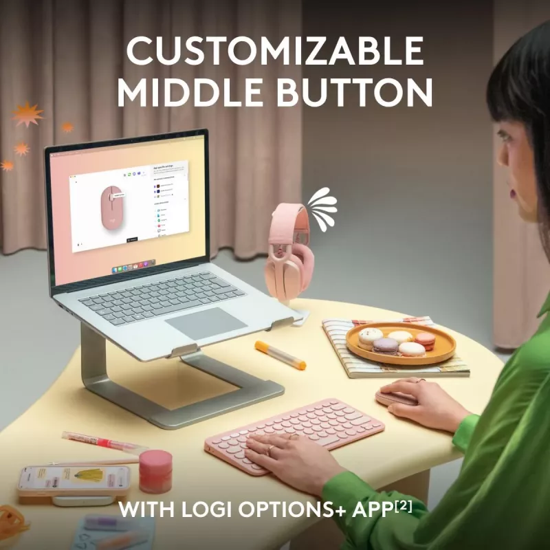 LOGITECH Pebble 2 M350s belaidė optinė pelė, rožinė