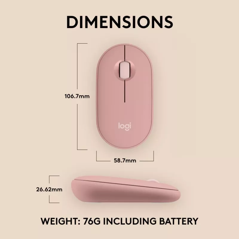 LOGITECH Pebble 2 M350s belaidė optinė pelė, rožinė