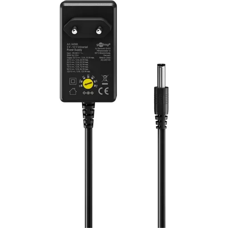 AC adapteris Goobay 64568 Universalus Juodas 12V 2.25A 1.8m