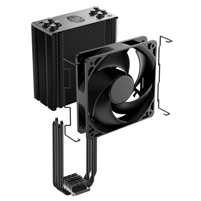 Cooler Master Hyper 212 Black RR-S4KK-25SN-R1 oro aušintuvas procesoriui, 120 mm ventiliatorius, 4 šilumos vamzdeliai, AM4/AM5/LGA1700, juodas