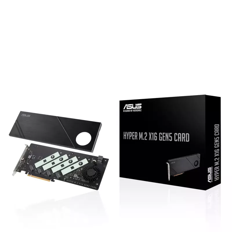 ASUS Hyper M.2 x16 Gen5 kortelė – PCIe 5.0 M.2 adapteris su aktyviu aušinimu