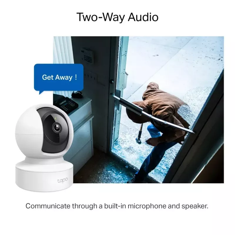 IP vaizdo stebėjimo kamera TP-Link Tapo C212 — 3 MP (2304×1296), 107,5° diag., Wi‑Fi ir Ethernet, be PoE, microSD iki 512 GB, vidaus montavimui ant lubų/sienos/stalo