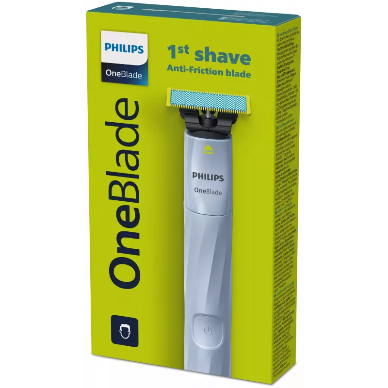 Foil skustuvas Philips Norelco OneBlade QP1324/20 – belaidis, mėlynas, 30 min. veikimo, USB įkrovimas, plaunamas, prisitaiko prie kontūrų
