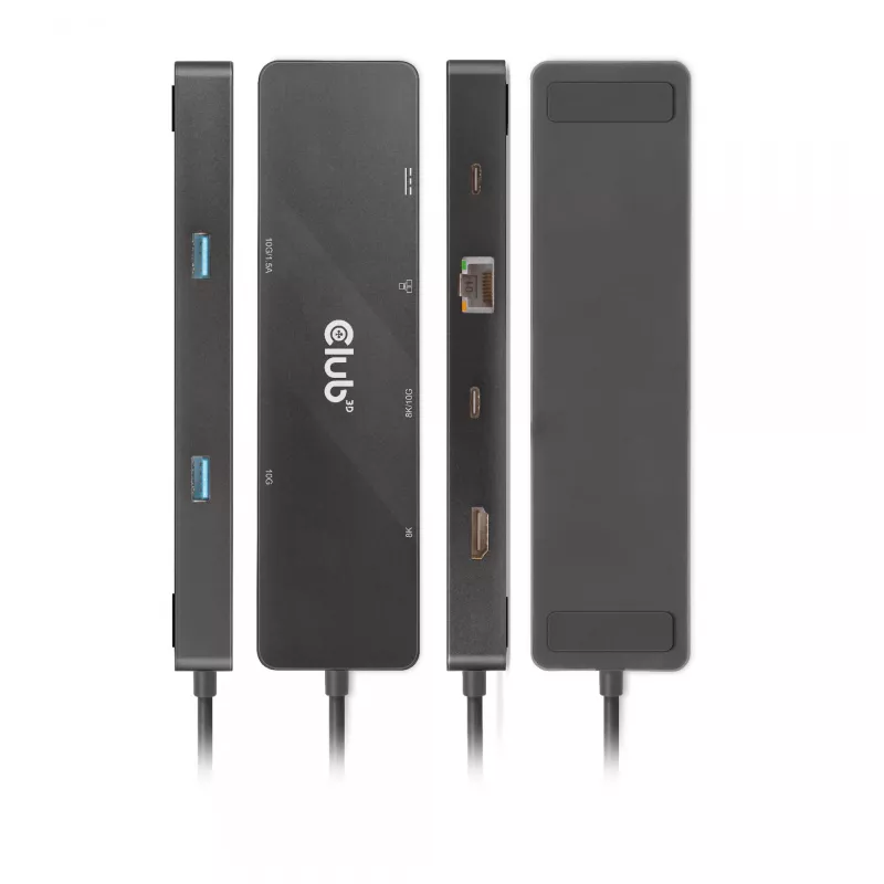 CLUB3D USB3.2 Gen2 Type-C, 6-in-1 nešiojamas dokas su dviem ekranais ir USB Type-C vaizdu 4K60Hz