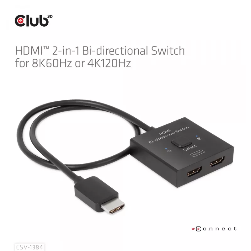 CLUB3D CSV-1384 HDMI 2-in-1 abipusis jungiklis 8K60Hz 4K120Hz