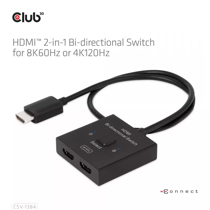 CLUB3D CSV-1384 HDMI 2-in-1 abipusis jungiklis 8K60Hz 4K120Hz