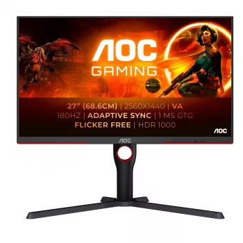 AOC G3 Q27G3XMN/BK monitorius 68,6 cm (27 col.) 2560 x 1440 pikselių 2K Ultra HD LED juodas, raudonas