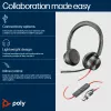 HP Poly Blackwire 8225 Stereo ausinės su mikrofono triukšmo slopinimu, Microsoft Teams sertifikuotos, USB-C + USB-C/A adapteris