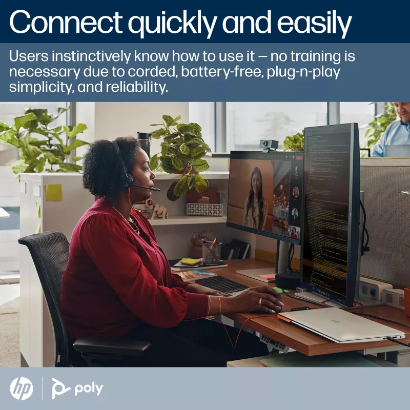 HP Poly Blackwire 3320 Stereo, sertifikuotas Microsoft Teams, USB-C ausinių komplektas su USB-C/A adapteriu