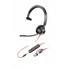 HP Poly Blackwire 3315 Monauralinis ausinių rinkinys su USB-C, 3,5 mm kištuku ir USB-C/A adapteriu