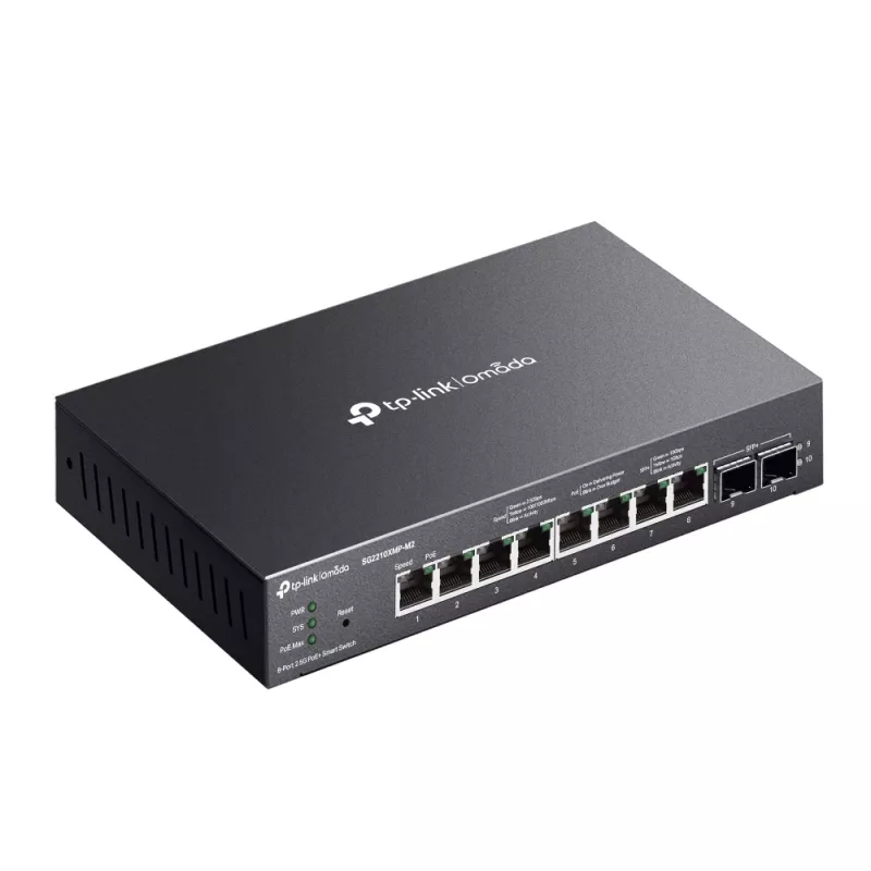 TP-Link Omada 8 prievadų 2.5GBASE-T ir 2 prievadų 10GE SFP+ valdomas jungiklis su 8 PoE+ prievadais