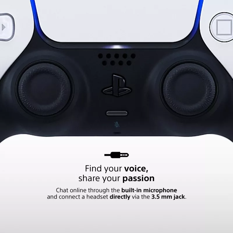 Valdiklis Sony DualSense V2 belaidis — PlayStation 5, Bluetooth/USB, USB-C, įmontuota baterija, baltas