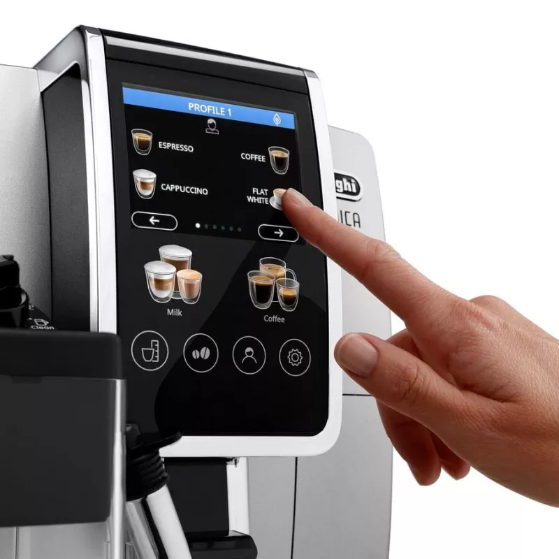 Kombinuotas espreso kavos aparatas DeLonghi Dinamica Plus ECAM380.85.SB — 1,8 L vandens talpa, 300 g pupelių talpykla, 15 bar