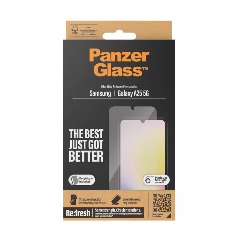 PanzerGlass® ekrano apsauga Samsung Galaxy A25 5G | Ultra-Wide Fit su EasyAligner