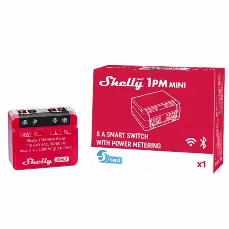 Išmanusis jungiklis Shelly 1PM Mini Gen3 1 kanalo belaidis 110-240V