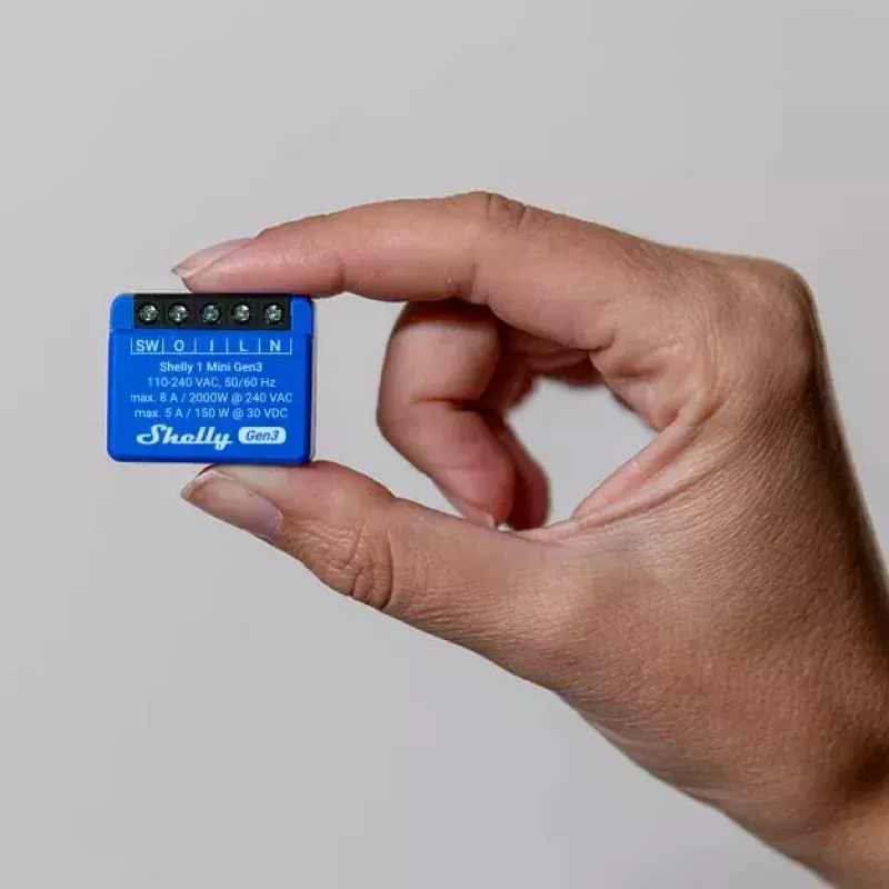 „Shelly 1 Mini Gen3“ belaidis išmanusis jungiklis 1P 110–240 V