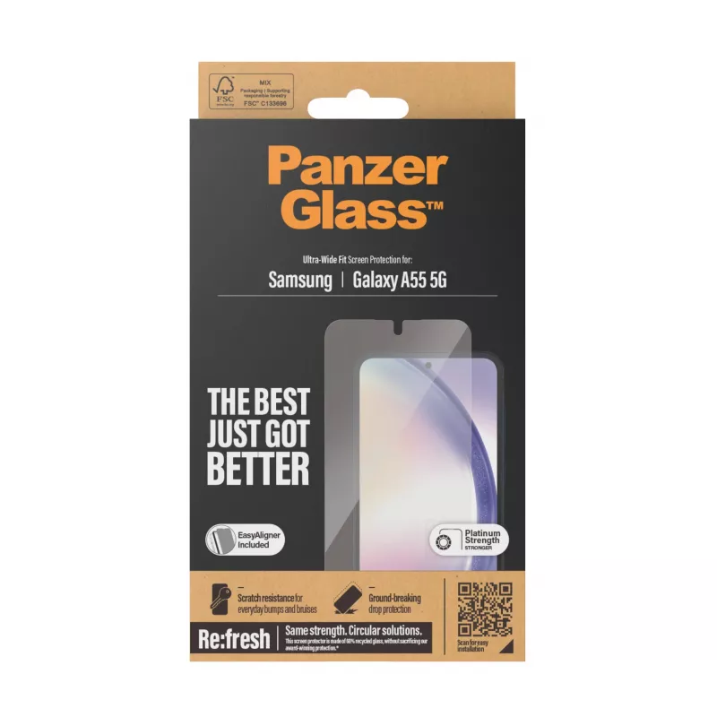 PanzerGlass® ekrano apsauga Samsung Galaxy A55 5G | Ultra-Wide Fit su EasyAligner