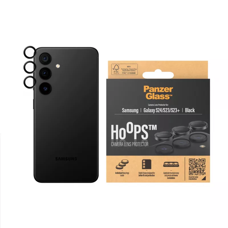 PanzerGlass ® Hoops® kameros objektyvo apsauga juoda Samsung Galaxy S24 | S23 | S23+
