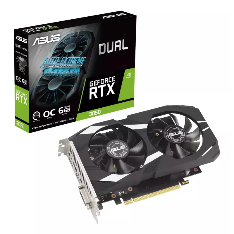 ASUS Dual GeForce RTX 3050 O6G NVIDIA GeForce RTX 3050 6 GB GDDR6 vaizdo plokštė