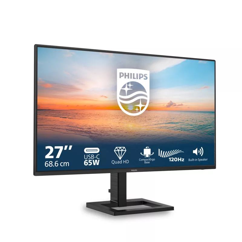 Philips 1000 serijos 27E1N1600AE/00 kompiuterio monitorius 68,6 cm (27 colių) 2560 x 1440 pikselių Quad HD LCD juodas