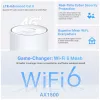 TP-Link 4G+ AX1500 viso namo „Mesh“ WiFi 6 šliuzas, baltas, vidinis, „Mesh“ maršrutizatorius, 190 m², dvejų juostų (2,4 GHz / 5 GHz), „Wi-Fi 6“ (802.11ax)