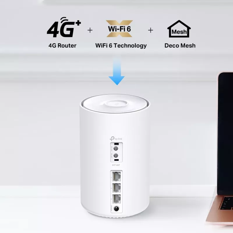 TP-Link 4G+ AX1500 viso namo „Mesh“ WiFi 6 šliuzas, baltas, vidinis, „Mesh“ maršrutizatorius, 190 m², dvejų juostų (2,4 GHz / 5 GHz), „Wi-Fi 6“ (802.11ax)