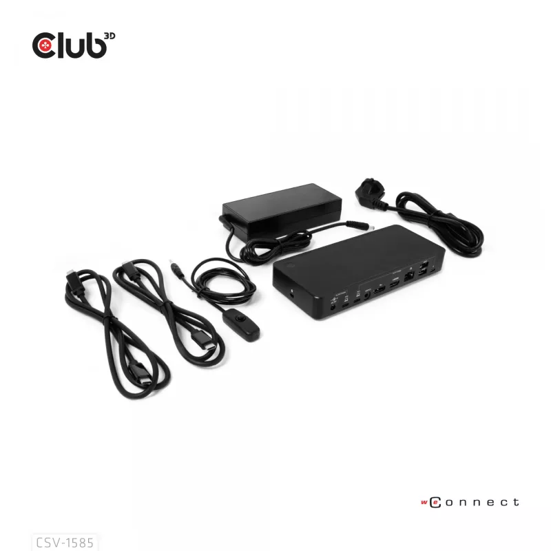 CLUB3D CSV-1585 KVM jungiklis / dokas su DisplayPort ir HDMI, 4K60Hz, USB Type-C įėjimai