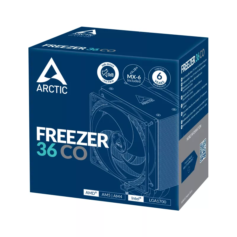ARCTIC Freezer 36 CO universalus bokštinis CPU aušintuvas, skirtas nepertraukiamam darbui