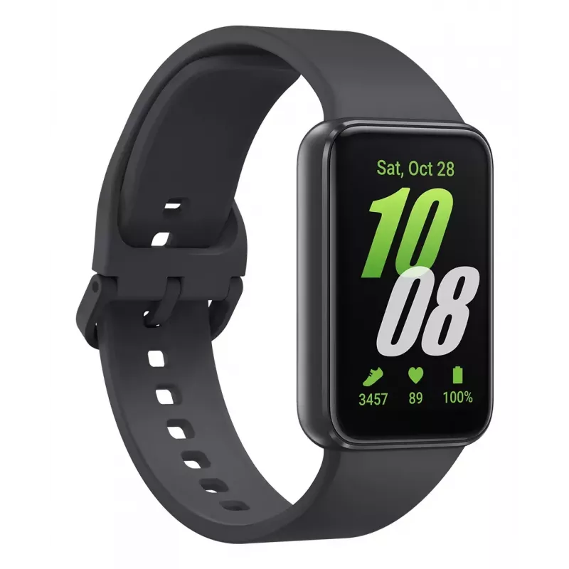 Išmanusis laikrodis Samsung Galaxy Fit3 – stačiakampis aliumininis korpusas 40 mm, 1,6 colio AMOLED, širdies ritmas, barometras, 5 ATM, Bluetooth 5.3, 208 mAh