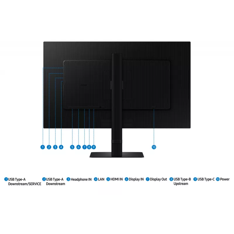Monitorius Samsung S60UD 27 colių Quad HD IPS LCD 2560×1440, 5 ms, USB 3.2 šakotuvas, VESA, aukštis reguliuojamas, juodas