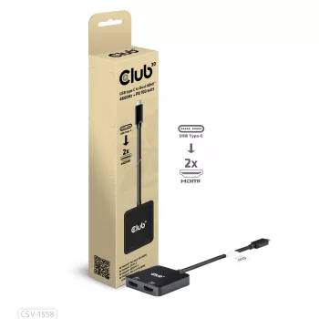 CLUB3D USB-C® Hub į Dual HDMI™ 4K60Hz M/F+PD3.0 100 W