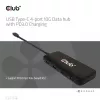 CLUB3D CSV-1548 USB-C 4 prievadų 10G duomenų centras su PD3.0 įkrovimu, juodas