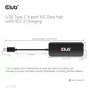 CLUB3D CSV-1548 USB-C 4 prievadų 10G duomenų centras su PD3.0 įkrovimu, juodas
