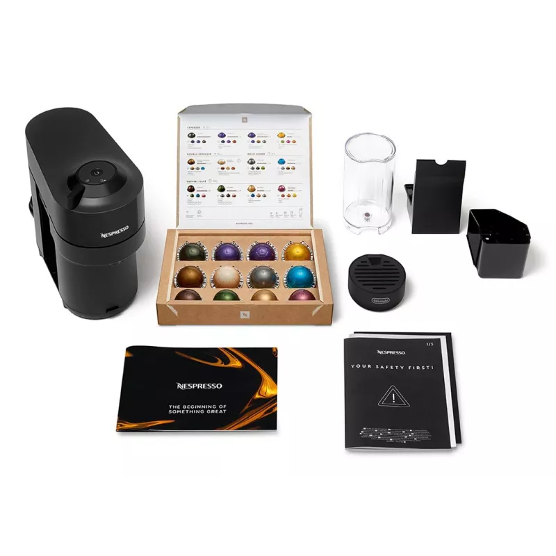 De’Longhi NESPRESSO® Vertuo Pop ENV90.B - Juodasis saldymedis, kapsulinis kavos aparatas, 0,56 l, kavos kapsulės, 1260 W, juoda