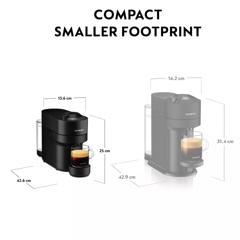De’Longhi NESPRESSO® Vertuo Pop ENV90.B - Juodasis saldymedis, kapsulinis kavos aparatas, 0,56 l, kavos kapsulės, 1260 W, juoda