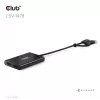 Video skirstytuvas Club 3D CSV-1478 USB Type-C (su USB-A adapteriu) į du DisplayPort 4K60Hz, juodas