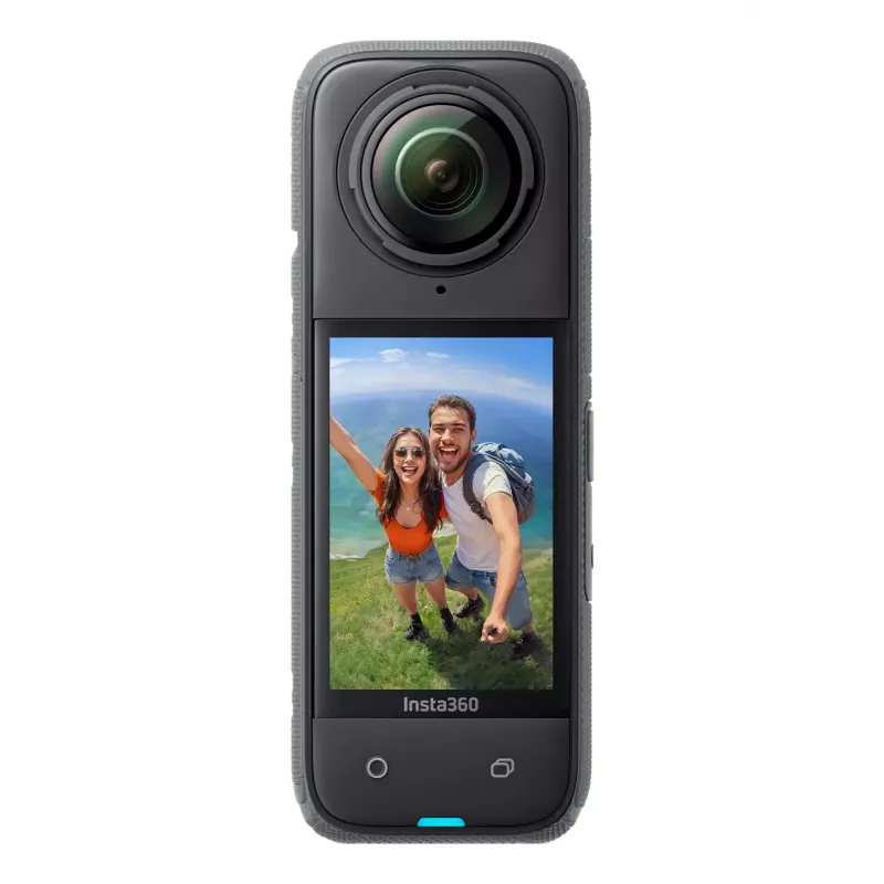 Veiksmo kamera Insta360 X4 — 72 MP, 8K (7680×3840) CMOS, 1/2 colio jutiklis, įmontuotas ekranas, Wi‑Fi, 120 kadrų/s, MicroSD, 602 g, juoda