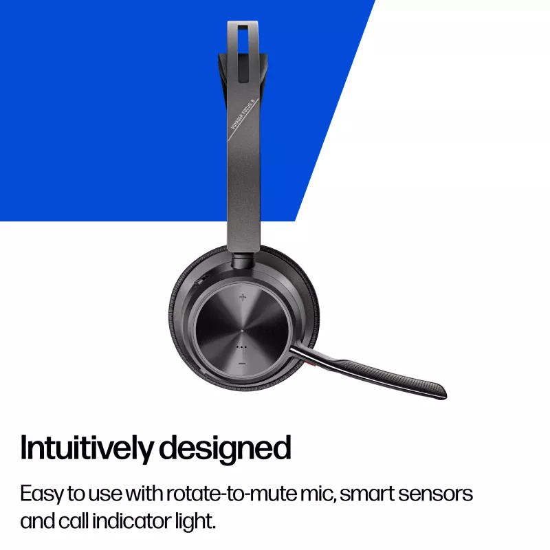 HP Poly Voyager Focus 2 USB-C-C ausinės su USB-C/A adapteriu
