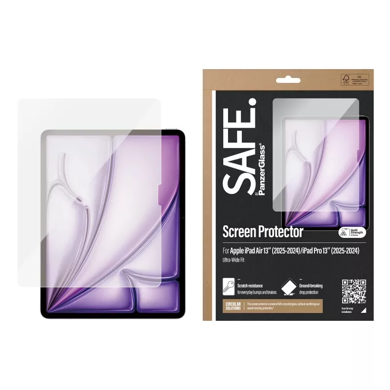 PanzerGlass SAFE. by ® Ekrano apsauga iPad Air 13'' (2024-2026) | iPad Pro 13'' (2024-2025) | Ultra-Wide Fit